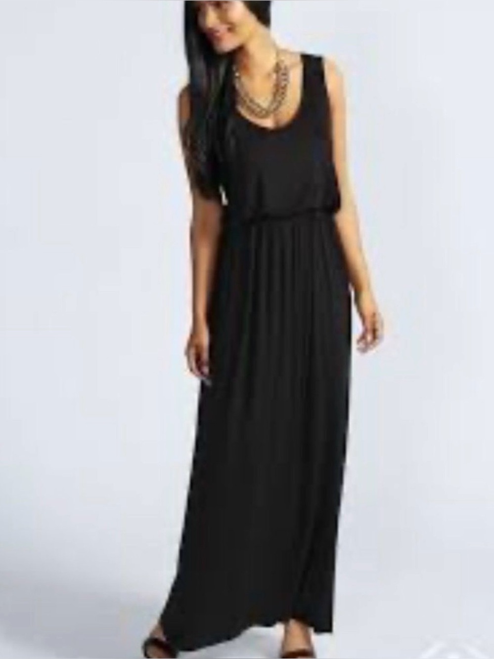 Chic and flattering, Lush Black Jersey knit Racerback Maxi Dress size medium